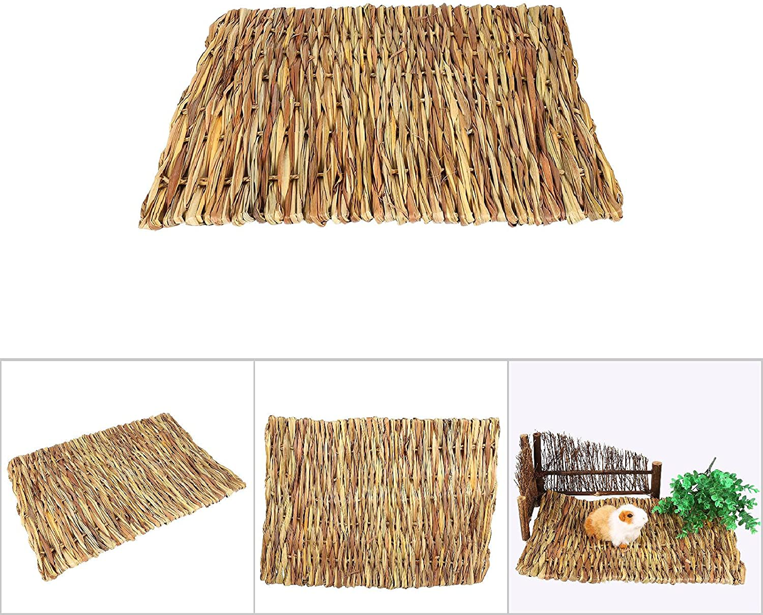 Oumefar Hamster Grass Pad Woven Grass Hamster Pet Grass Mat Hand-Woven 2Sizes Rabbit Hamster Bed Natural Straw Bunny Bedding for Small Animals Animals & Pet Supplies > Pet Supplies > Small Animal Supplies > Small Animal Bedding Oumefar   