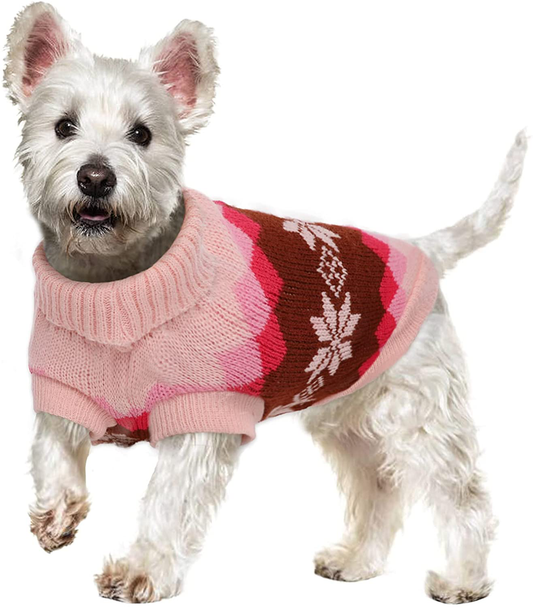 Nanaki Cozy Pet Dog Sweater Soft Knitwear, Retro Thickening Warm Turtleneck Dog Cat Winter Clothes Knitted Dog Pullover, Pet Sweater Shirt Vest Coat for Small Pup Dog Cat Apparel Christmas Halloween Animals & Pet Supplies > Pet Supplies > Cat Supplies > Cat Apparel Nanaki Warm pink Medium 