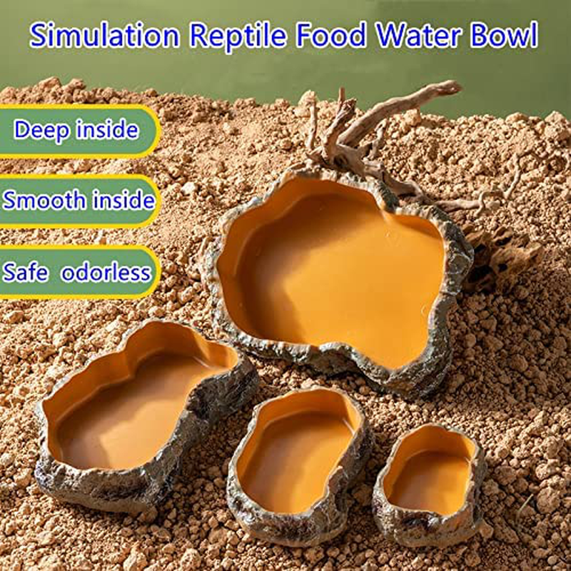 Runxf Simulation Rock Reptile Feeding Bowls Resin Feeder Lizard Toad Tortoise Hedgehog Habitat Accessories Terrarium Tank Ornament Water Food Dish,5.5 X 3.7 X 1.2Inches (Medium) Animals & Pet Supplies > Pet Supplies > Reptile & Amphibian Supplies > Reptile & Amphibian Substrates RunXF   