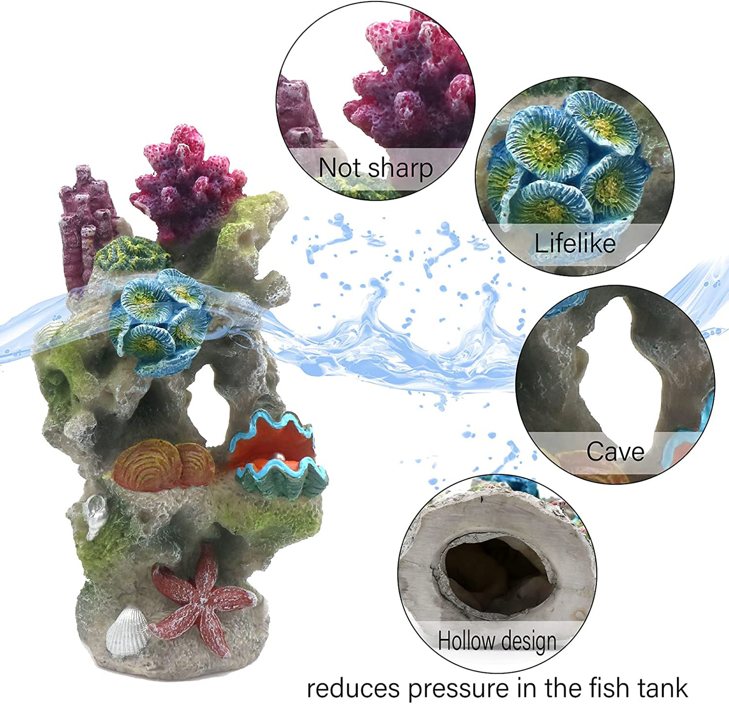 Fish Tank Rocks Resin Artificial Coral Inserts Decor Shell Ornaments Reef Aquarium Coral Decoration for Betta Fish Tank Fish to Sleep Rest Hide Play Animals & Pet Supplies > Pet Supplies > Fish Supplies > Aquarium Decor Relaqcc   