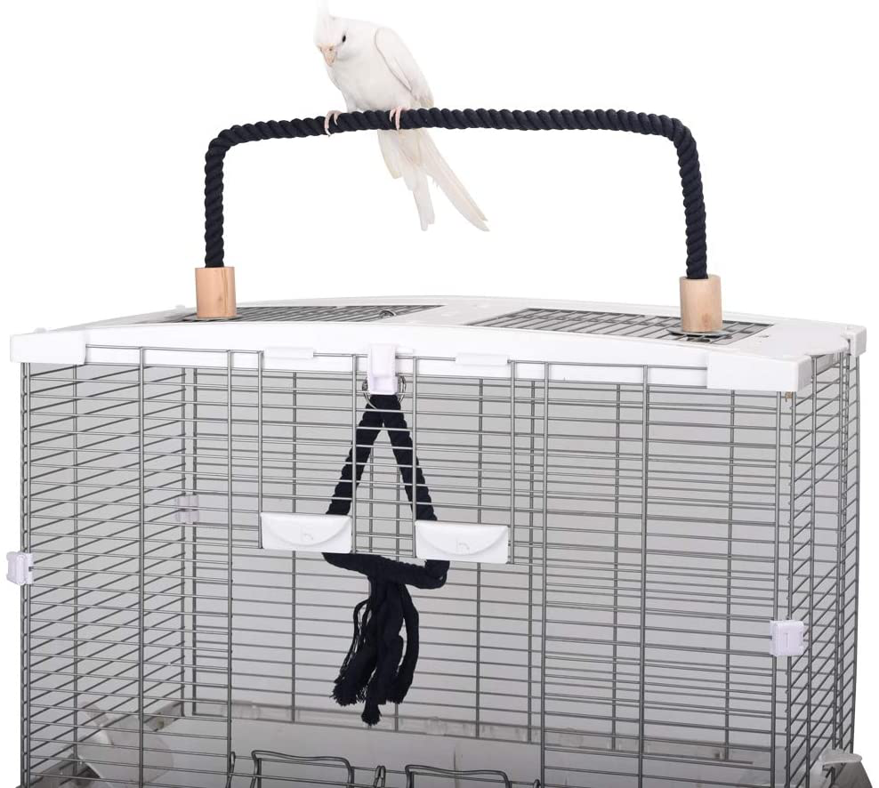 QBLEEV Bird Cage Rope Stands Conure Parrot Perches Swing Toys Play Set Birdcage Playground Play Gym Accessories for Parakeet Cockatiels Lovebirds African Grey(Cage Not Included) Animals & Pet Supplies > Pet Supplies > Bird Supplies > Bird Gyms & Playstands QBLEEV Dark blue(swing+ perch)  