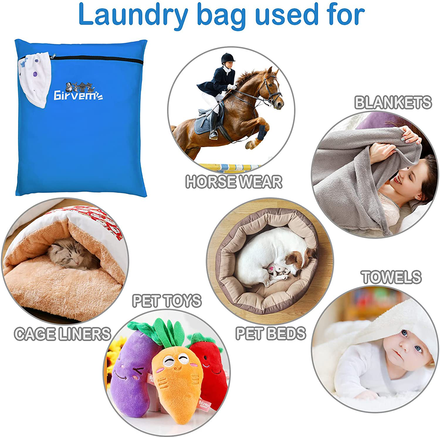 Pet Laundry Bag to Stops Pet Hair Blocking the Washing Machine Pet Laundry Helper for Guinea Pigs, Rabbits, Small Animal Fleece Bedding, Midwest Cage Liners, C&C Cage Liners, and More, Blue