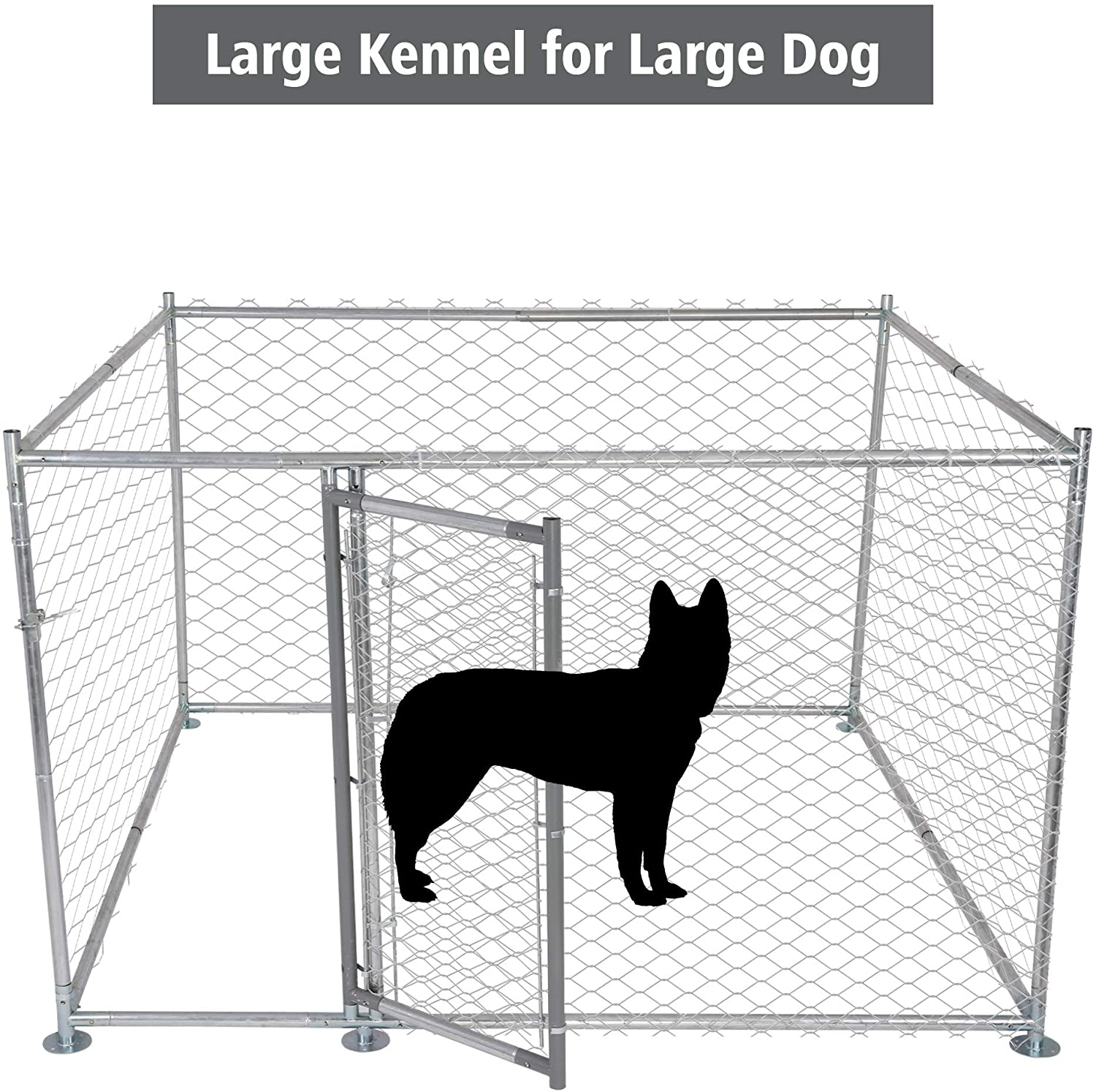 LUCKYERMORE Metal Dog Kennel Outdoor for Large Dog, Easy to Clean & Rust-Resistance Dog Crate with Lockable Dog Gate, With/Without Water Resistance Cover Animals & Pet Supplies > Pet Supplies > Dog Supplies > Dog Kennels & Runs LUCKYERMORE   