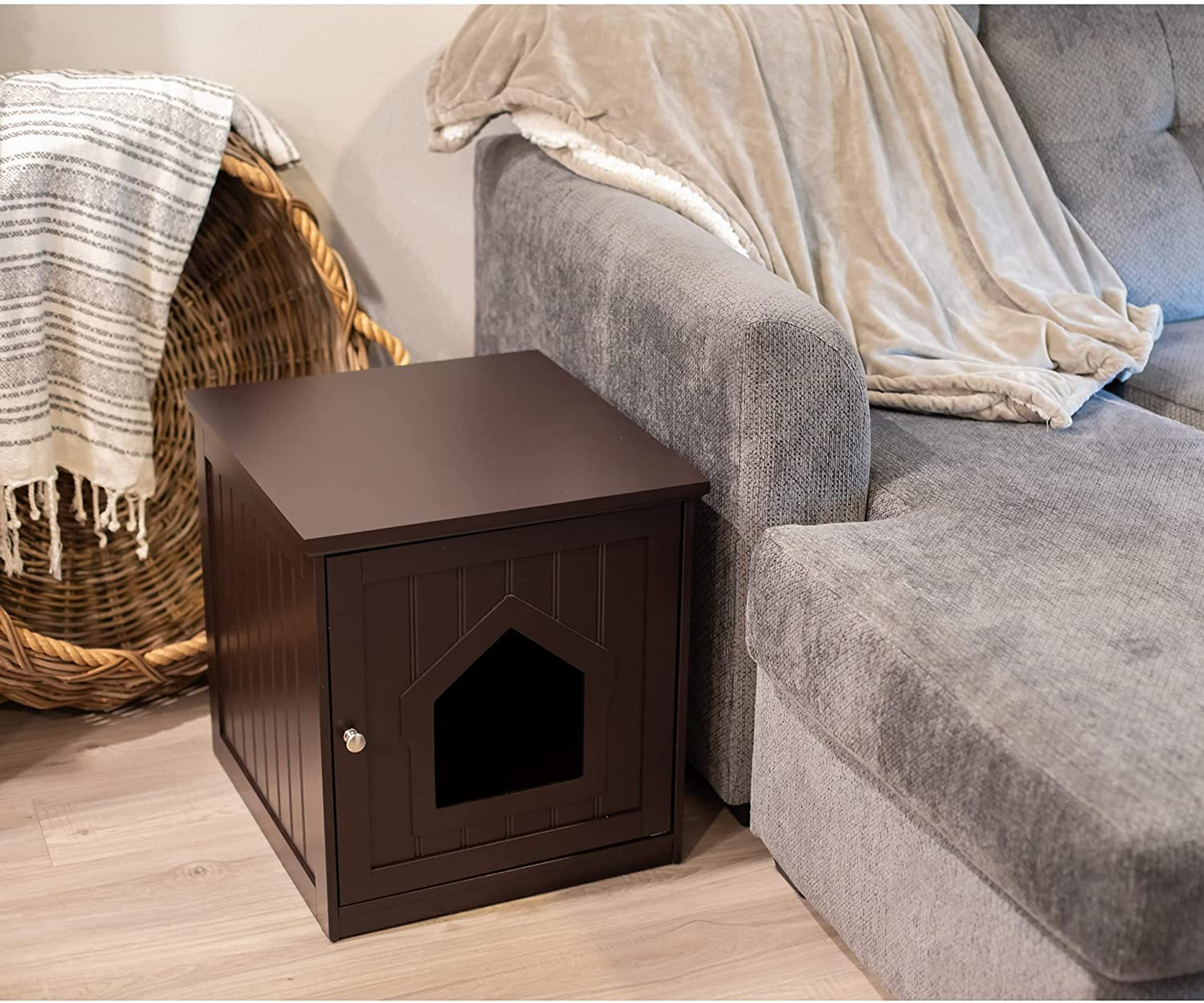 Birdrock Home Decorative Cat House & Side Table - Cat Home Covered Nightstand - Indoor Pet Crate - Litter Box Enclosure - Hooded Hidden Pet Box - Cats Furniture Cabinet - Kitty Washroom Animals & Pet Supplies > Pet Supplies > Cat Supplies > Cat Furniture BIRDROCK HOME   