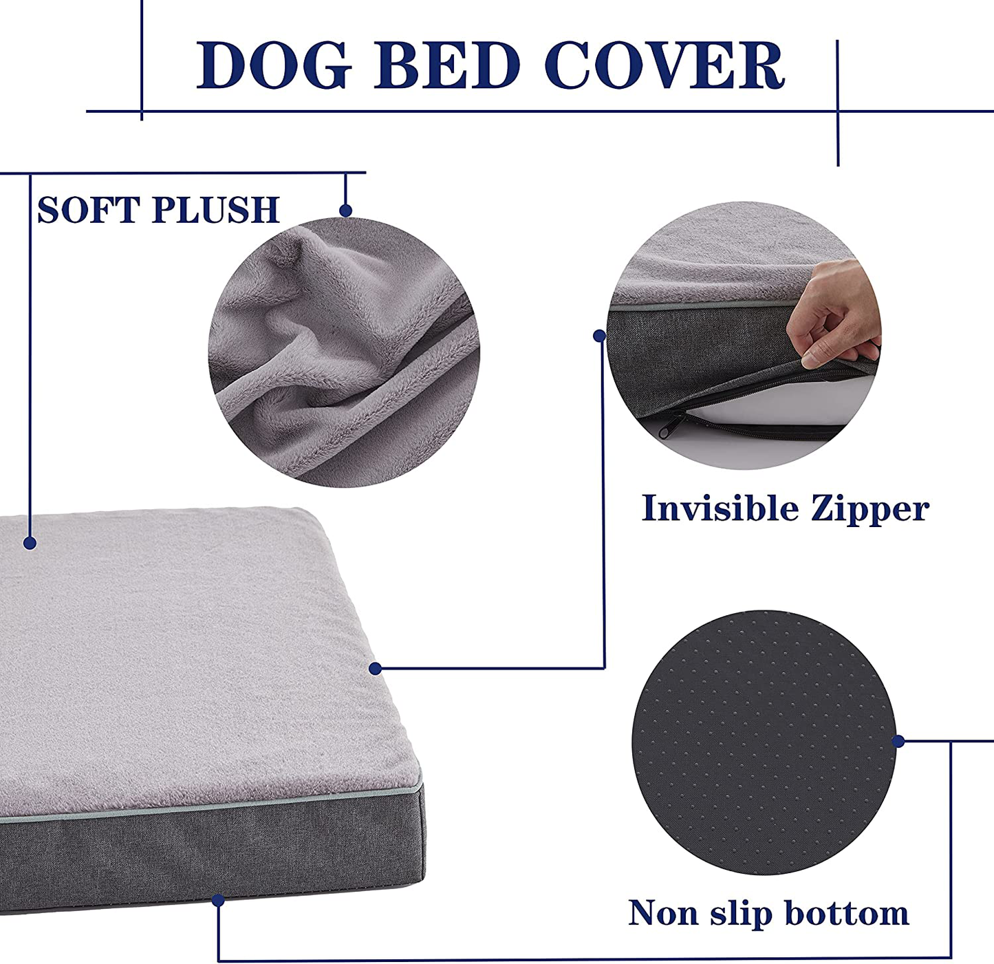 URGVANZ PET Large Orthopedic Memory Foam Dog Beds for Medium Large Dogs, Washable Removable Cover,Waterproof Non-Slip Bottom Pet Beds in Cooling Gel Egg Crate Foam Animals & Pet Supplies > Pet Supplies > Dog Supplies > Dog Beds URGVANZ PET   