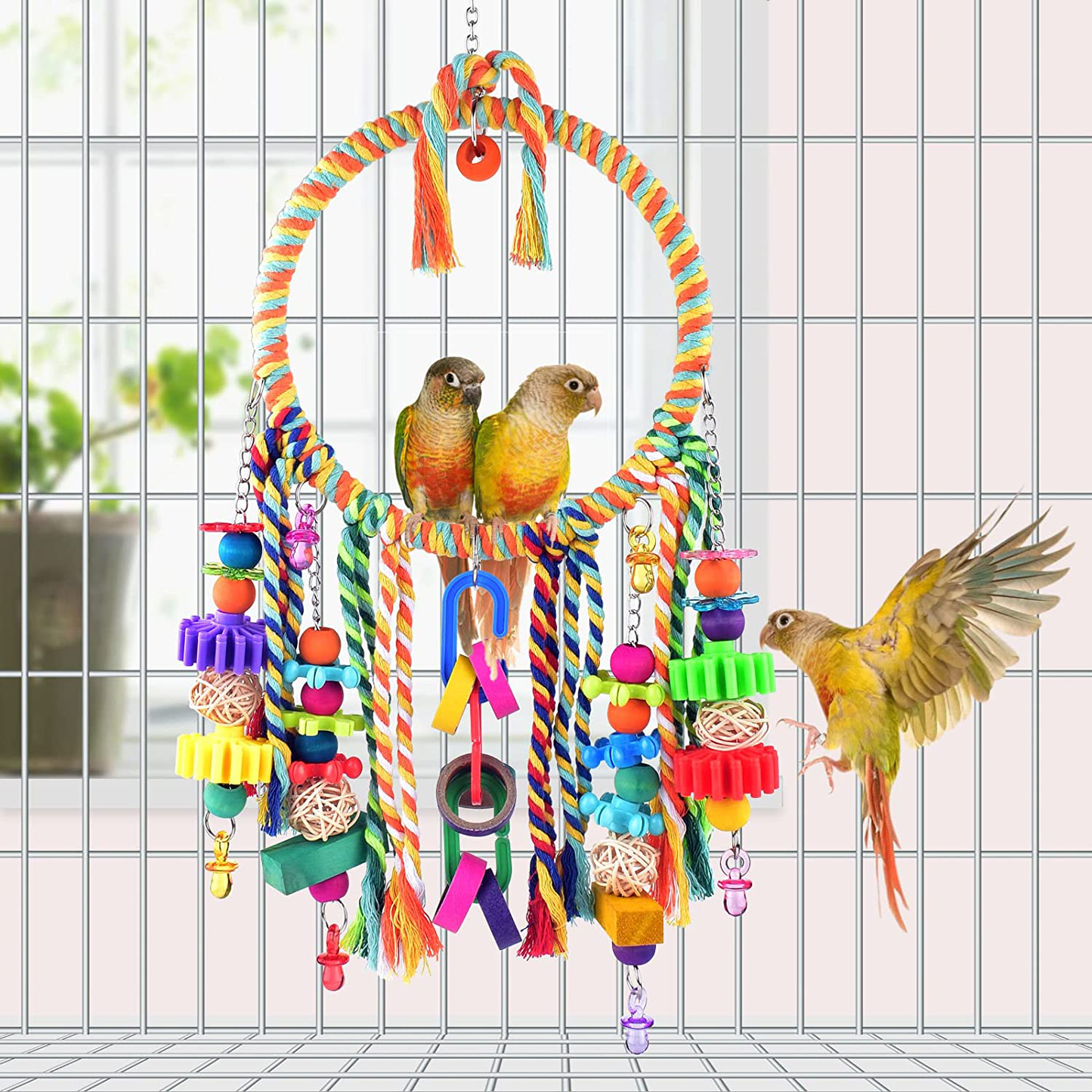 KATUMO Bird Toys, Bird Swing Toy Bird Perch with Colorful Chewing Toys, Suitable for Lovebirds, Finches, Parakeets, Budgerigars, Conure Ect Small Birds Animals & Pet Supplies > Pet Supplies > Bird Supplies > Bird Toys KATUMO   