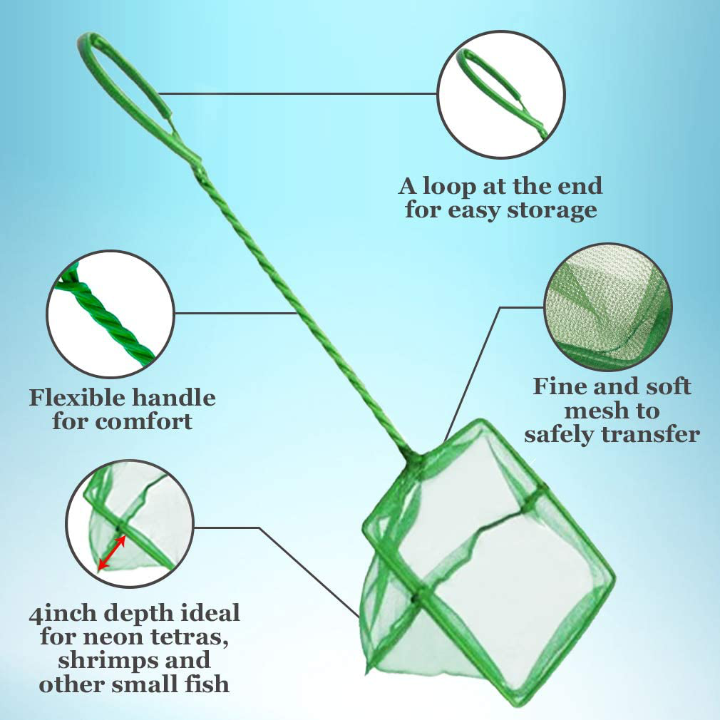 JOR Neon Tetra Net, Green Fine Mesh Ideal for Catching Small Fishes, with Sturdy Handle and Comfortable Grip, 1 Pc per Pack Animals & Pet Supplies > Pet Supplies > Fish Supplies > Aquarium Fish Nets JOR   