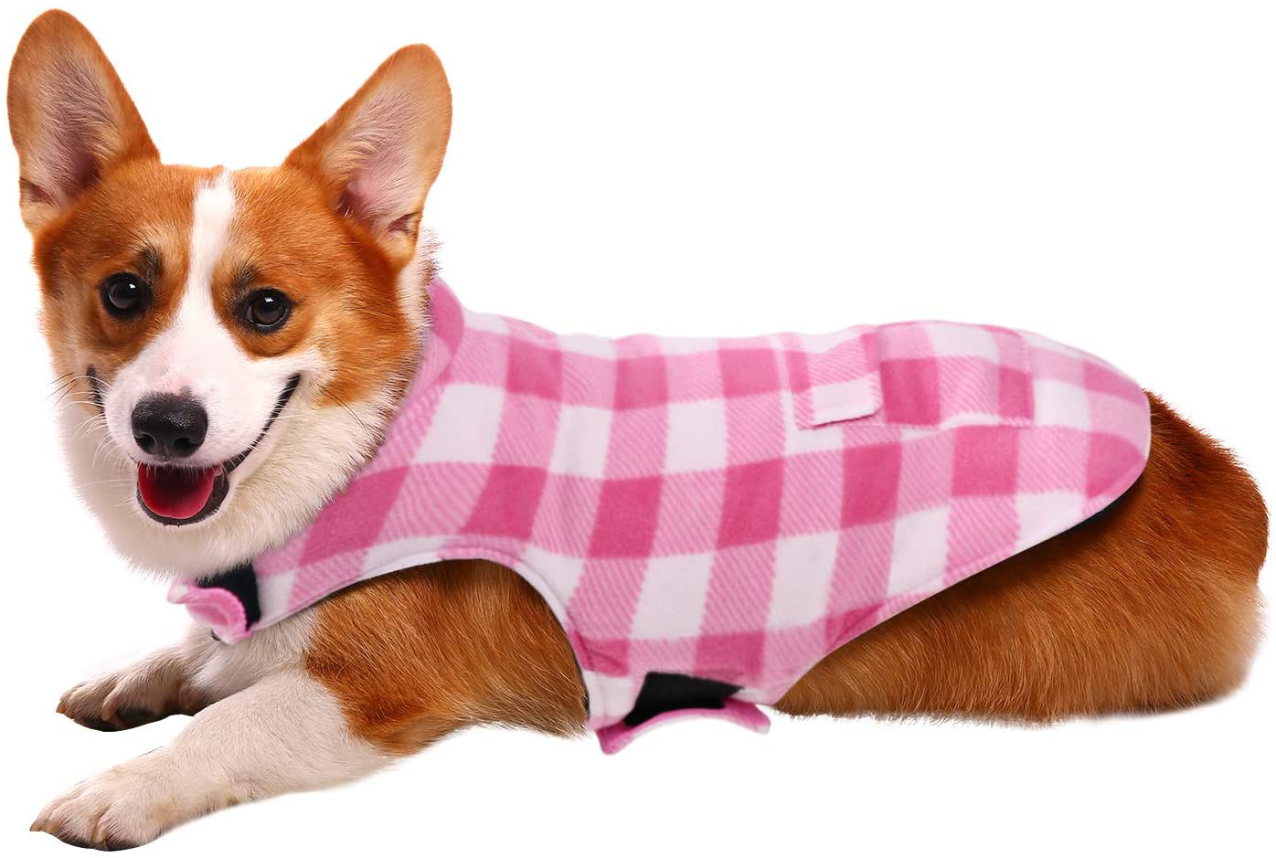 Dog Winter Coat ASENKU Dog Fleece Jacket Plaid Reversible Dog Vest