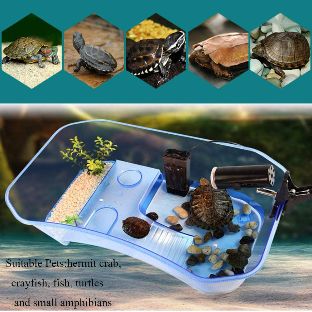 Reptile Habitat,Turtle Habitat Terrapin Lake Reptile Aquarium Tank with Platform Plants (Blue)(Excluding Accessories Animals & Pet Supplies > Pet Supplies > Reptile & Amphibian Supplies > Reptile & Amphibian Habitat Accessories Hamiledyi   