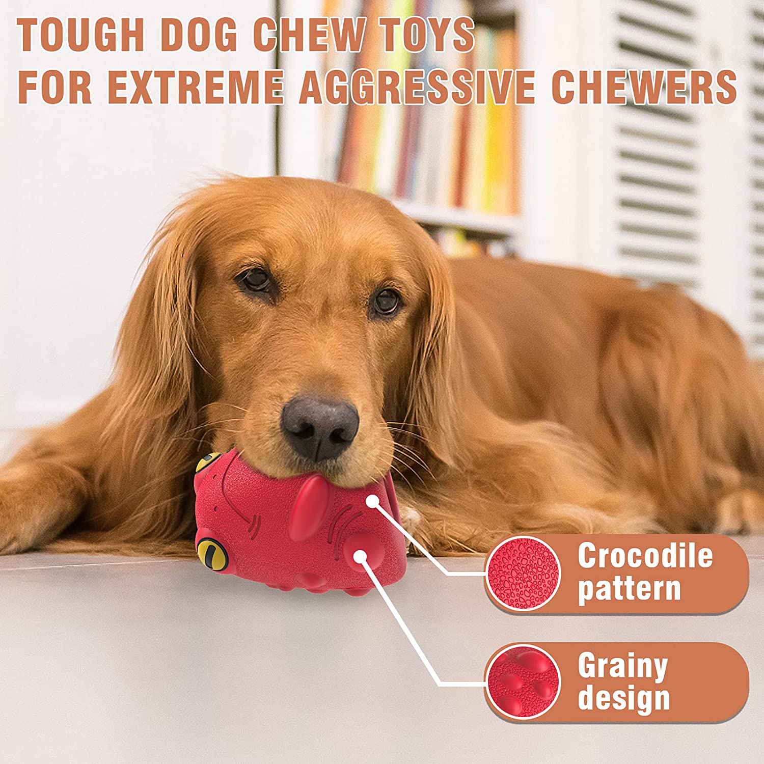 Dog Toys, Indestructible Tough Squeaky Dog Chew Toy for Aggressive Chewers Large Medium Breed Dogs 100% Natural Rubber Animals & Pet Supplies > Pet Supplies > Dog Supplies > Dog Toys Pamlulu   