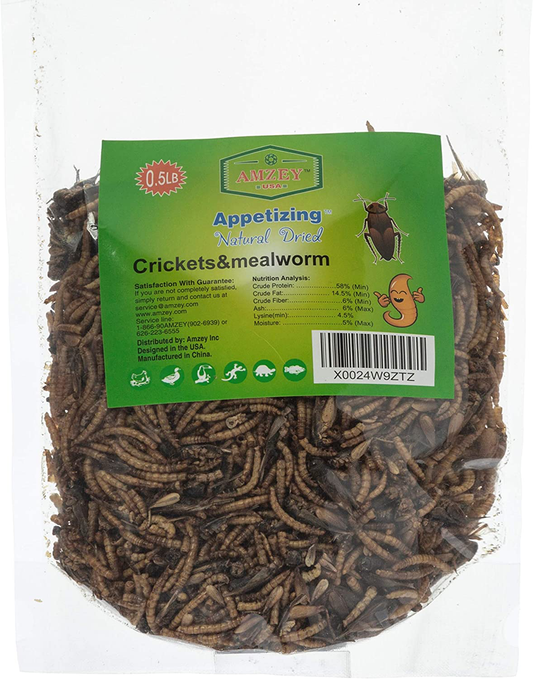 Appetizing Mealworms with Natural Dried Crickets (8Oz) All Natural 100% Non-Gmo, Food for Breaded Dragons, Reptiles, Chicken, Fish, Ducks, Wild Birds, Turtles, Hamsters, Fish, and Hedgehogs Animals & Pet Supplies > Pet Supplies > Reptile & Amphibian Supplies > Reptile & Amphibian Food Appetizing Mealworms   