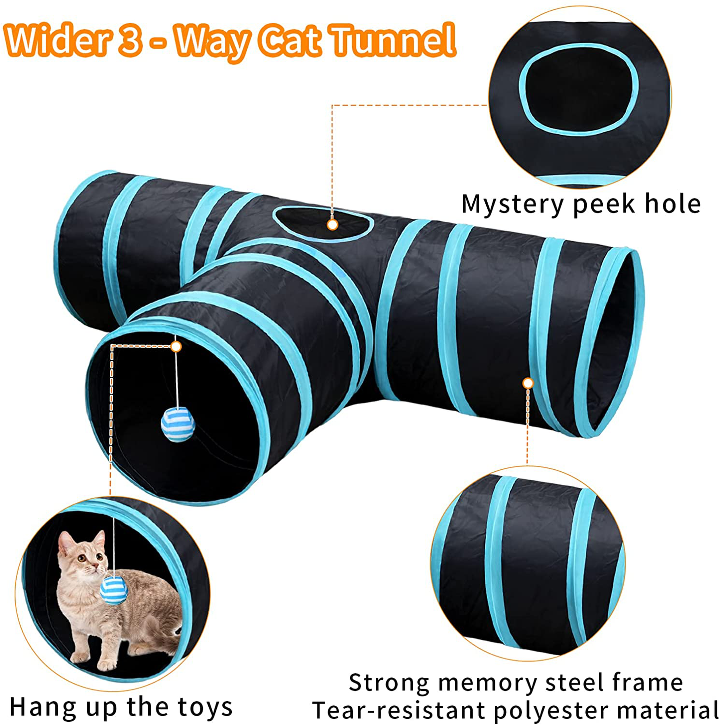 Malier 20 PCS Cat Kitten Toys Set, Collapsible Cat Tunnels for Indoor Cats, Interactive Cat Feather Toy Fluffy Mouse Crinkle Balls Cat 3 Way Tube Tunnel Toys for Cat Puppy Kitty Kitten Animals & Pet Supplies > Pet Supplies > Cat Supplies > Cat Toys Malier   