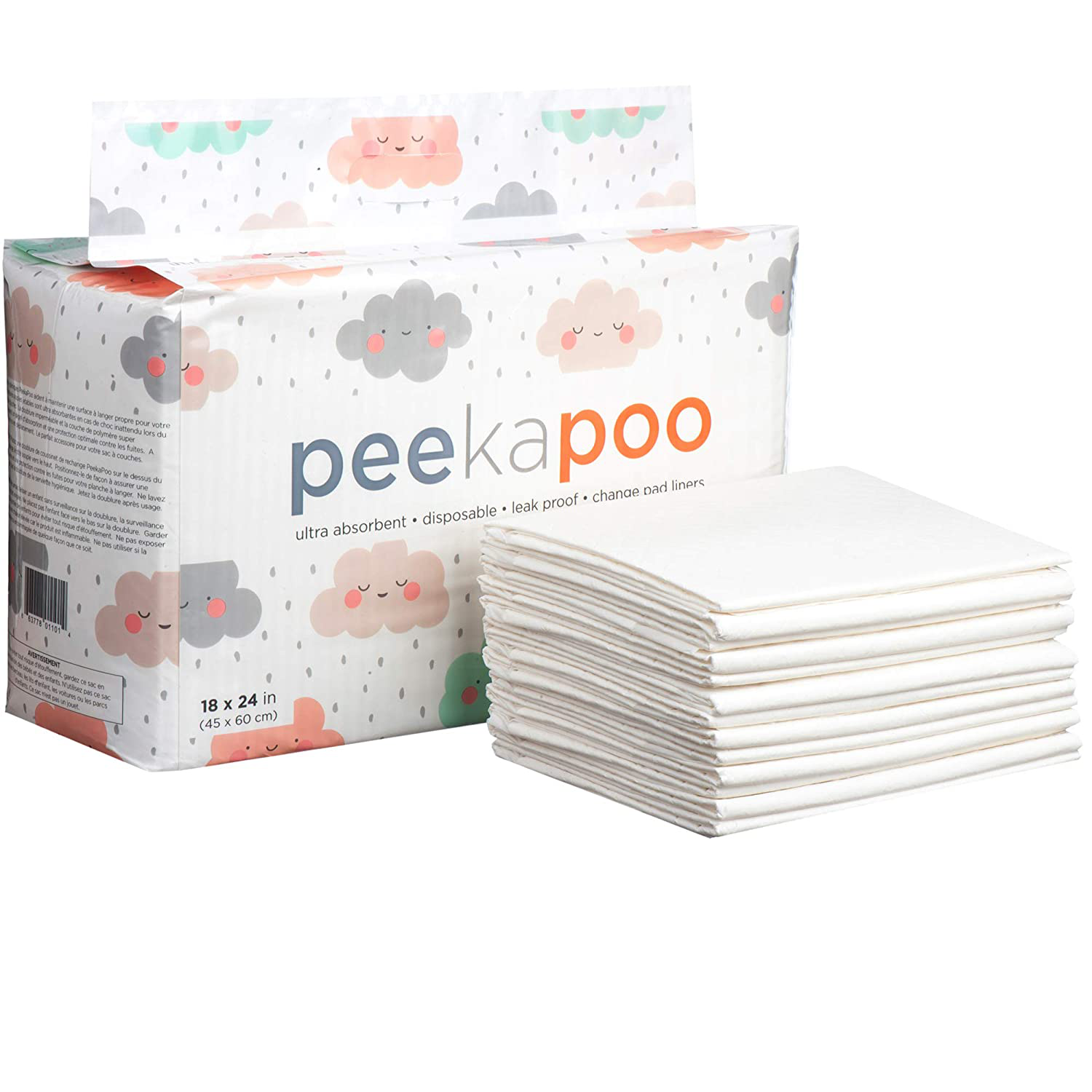 Peekapoo - Disposable Changing Pad Liners (50 Pack) Super Soft, Ultra Absorbent & Waterproof - Covers Any Surface for Mess Free Baby Diaper Changes Animals & Pet Supplies > Pet Supplies > Dog Supplies > Dog Diaper Pads & Liners Peekapoo   