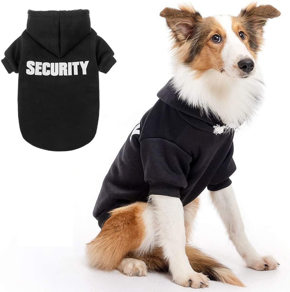 Dog Hoodie Pet Clothes - Security Printed Pet Sweaters with Hat Soft Cotton Coat Winter for Small Medium Large Dogs Cats Animals & Pet Supplies > Pet Supplies > Dog Supplies > Dog Apparel SCENEREAL Large  