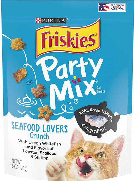 Purina Friskies Made in USA Facilities Cat Treats, Party Mix Seafood Lovers Crunch - 6 Oz. Pouches, Pack of 6 Animals & Pet Supplies > Pet Supplies > Cat Supplies > Cat Treats Nestle Purina Pet   