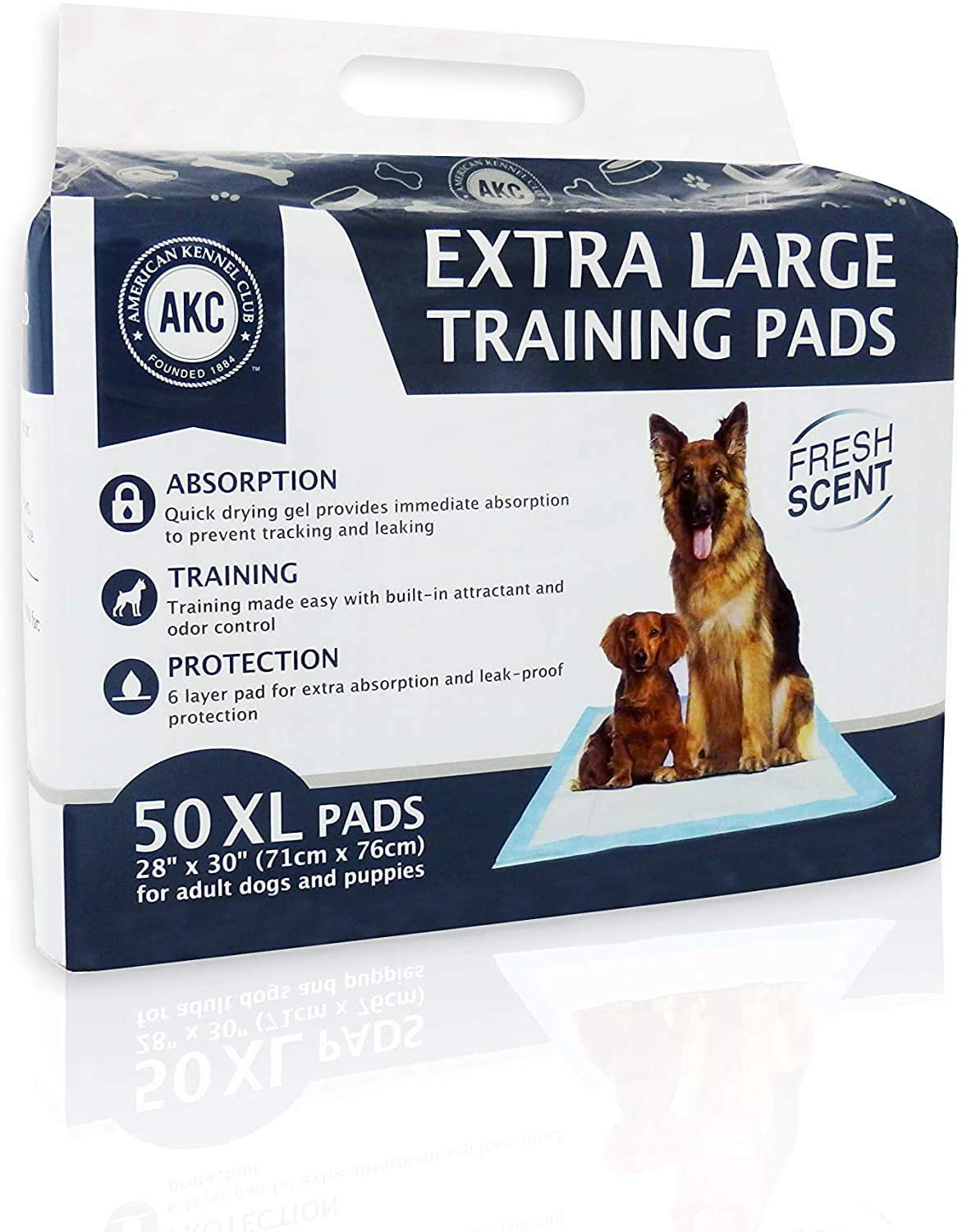 American Kennel Club Pet Training and Puppy Pads, Regular and Extra Large Animals & Pet Supplies > Pet Supplies > Dog Supplies > Dog Kennels & Runs American Kennel Club Fresh Scented XL 30" x 28" - Pack of 50 