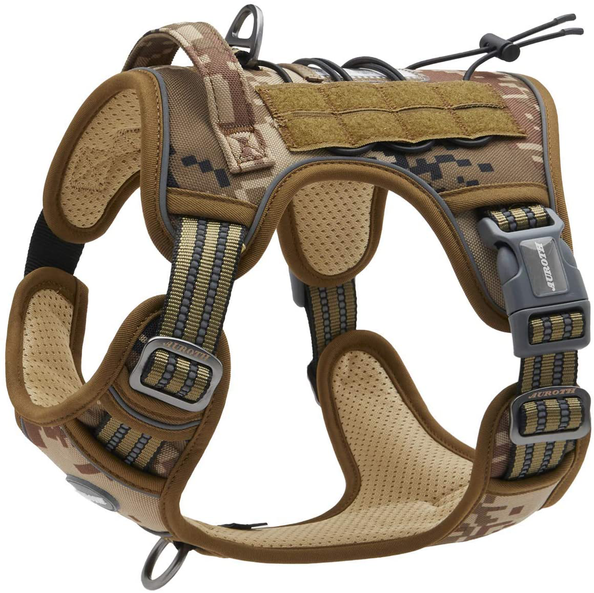 Auroth Tactical Dog Harness for Small Medium Large Dogs No Pull Adjustable Pet Harness Reflective K9 Working Training Easy Control Pet Vest Military Service Dog Harnesses Animals & Pet Supplies > Pet Supplies > Dog Supplies > Dog Treadmills AUROTH Desert Camo S(Neck:14-21",Chest:20-31") 