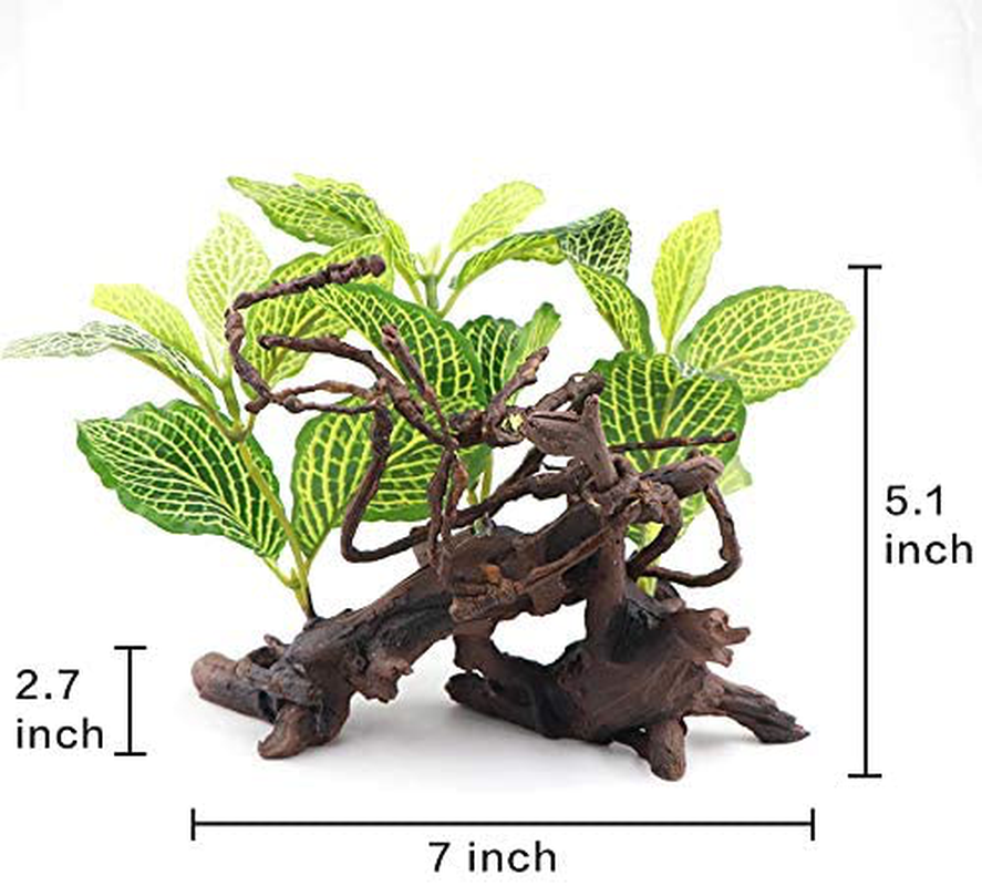 AQUA KT Reptile Terrarium Forest Tree with Plant Leaves for Amphibian Habitat Décor Lizard Snake Turtle Supplies Animals & Pet Supplies > Pet Supplies > Reptile & Amphibian Supplies > Reptile & Amphibian Habitat Accessories AQUA KT   