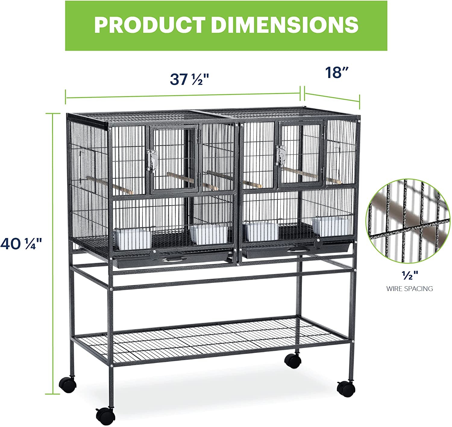 Prevue Pet Products F070 Hampton Deluxe Divided Breeder Cage with Stand,Black Hammertone,1/2" Animals & Pet Supplies > Pet Supplies > Bird Supplies > Bird Cages & Stands Prevue Pet Products   