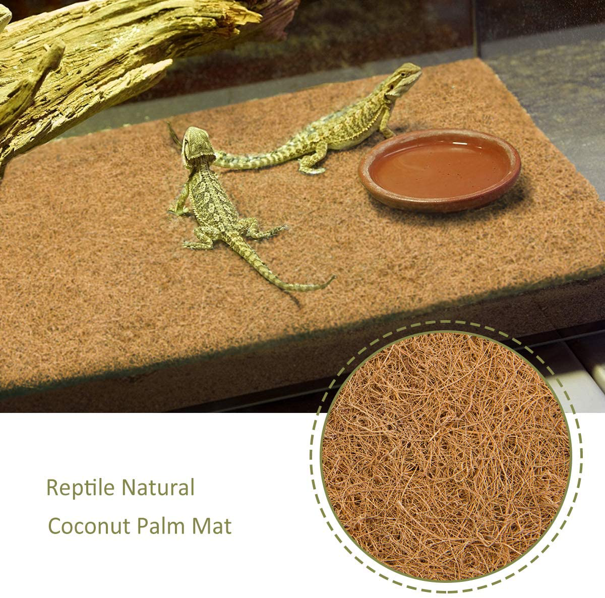 MEWTOGO 3 Pack 12 × 20 Inches Reptile Carpet- Natural Coconut Fiber Substrate Mat Coco Fiber Liner for Reptile Terrarium Lizard Snake Bearded Dragon Gecko Chamelon Tortoise Turtles Iguana Rabbit Bed Animals & Pet Supplies > Pet Supplies > Reptile & Amphibian Supplies > Reptile & Amphibian Substrates MEWTOGO   