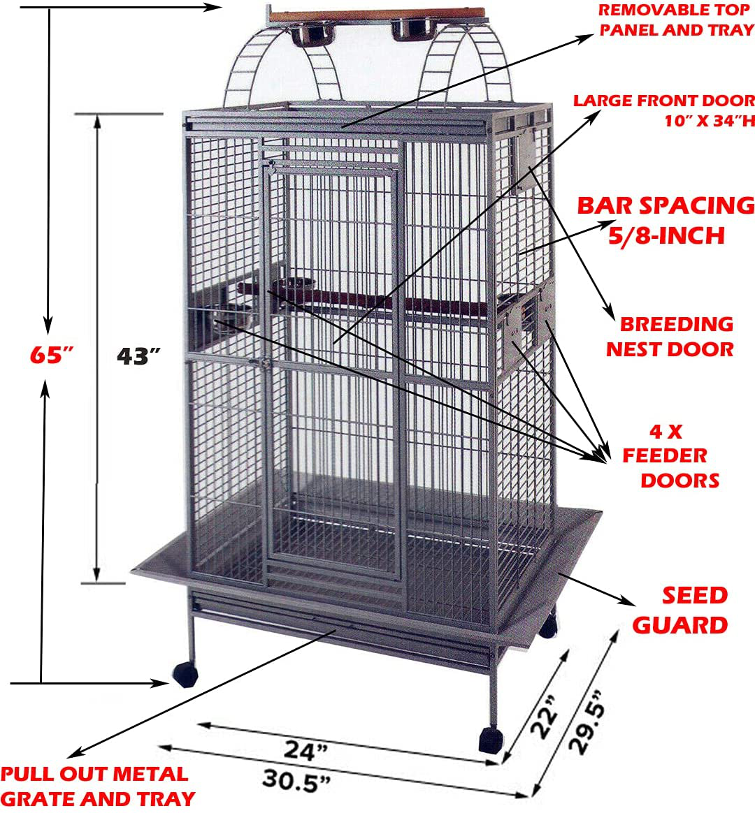 Large Double Ladders Open Play Top Wrought Iron Bird Parrot Parakeet Finch Macaw Cockatoo Cage, Include Seed Guard and Toy Hook (Blackvein) Animals & Pet Supplies > Pet Supplies > Bird Supplies > Bird Toys Mcage   