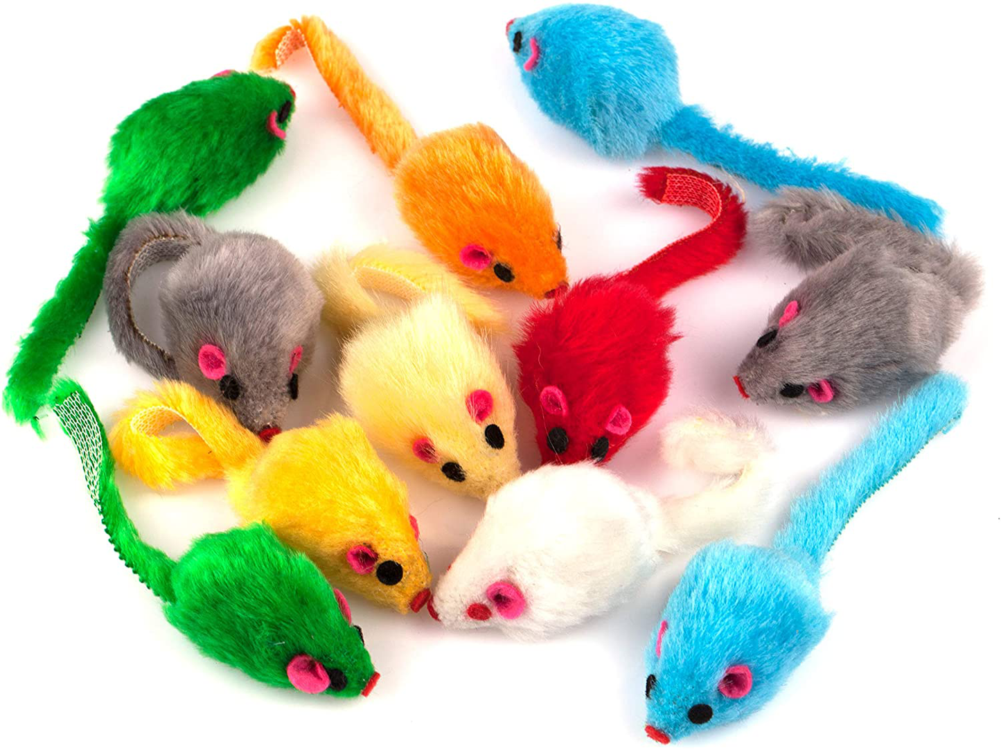 CHIWAVA 4.1'' Furry Cat Toy Mice Rattle Small Mouse Kitten Interactive Play Assorted Color Animals & Pet Supplies > Pet Supplies > Cat Supplies > Cat Toys CHIWAVA   