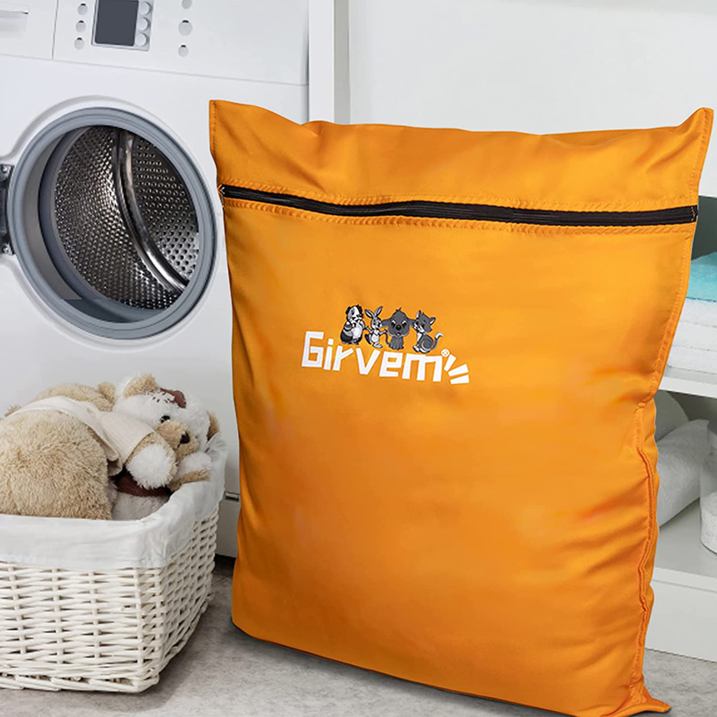 Pet Laundry Bag to Stops Pet Hair Blocking the Washing Machine Pet Laundry Helper for Guinea Pigs, Rabbits, Small Animal Fleece Bedding, Midwest Cage Liners, C&C Cage Liners, and More, Blue Animals & Pet Supplies > Pet Supplies > Small Animal Supplies > Small Animal Bedding GIRVEM Orange  