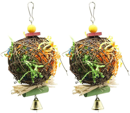 Ebaokuup 2 Pack Bird Chewing Toys Foraging Shredder Toy Parrot Cage Shredder Toy Foraging Hanging Toy for Cockatiel Conure African Grey Amazon Animals & Pet Supplies > Pet Supplies > Bird Supplies > Bird Toys EBaokuup   