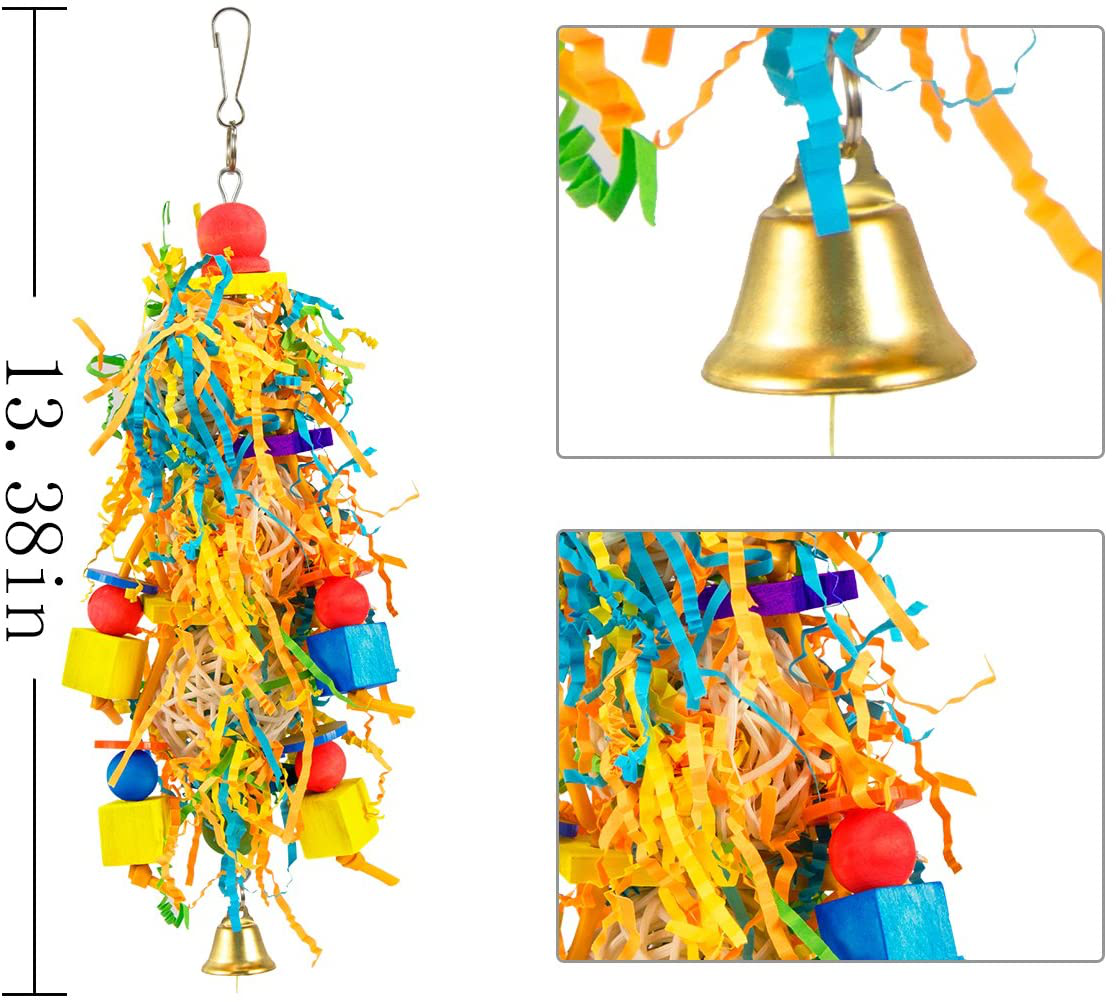 MEWTOGO Small Bird Toy,Handmade Conure Foraging Shredding Hanging Toy for Small Medium Parrots Animals & Pet Supplies > Pet Supplies > Bird Supplies > Bird Toys MEWTOGO   