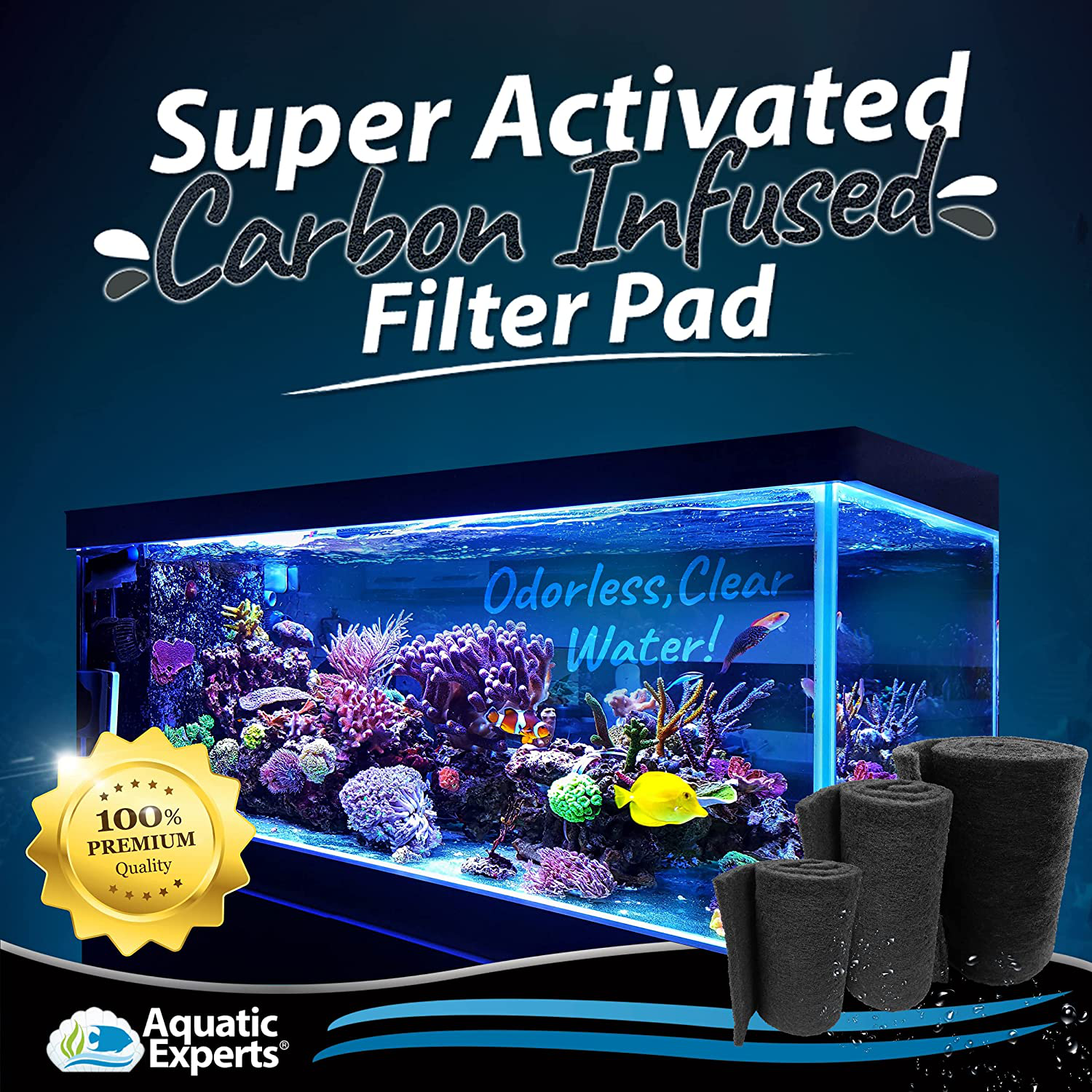 Aquarium Carbon Pad - Cut to Fit Carbon Infused Filter Pad Media for Crystal Clear Fish Tank and Ponds Animals & Pet Supplies > Pet Supplies > Fish Supplies > Aquarium Filters Aquatic Experts   