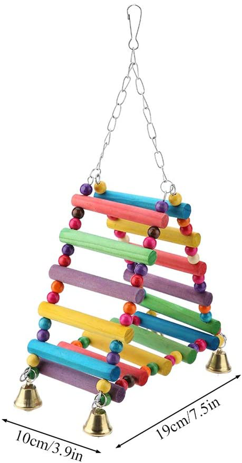 Sheens Parrot Swing Toys, Triangle Climbing Ladders Hanging Bell Toy Colorful Wood Beads Bird Perch for Parakeet Cockatiel Macaw African Grey Cockatoo Lovebird Finch Animals & Pet Supplies > Pet Supplies > Bird Supplies > Bird Ladders & Perches Sheens   