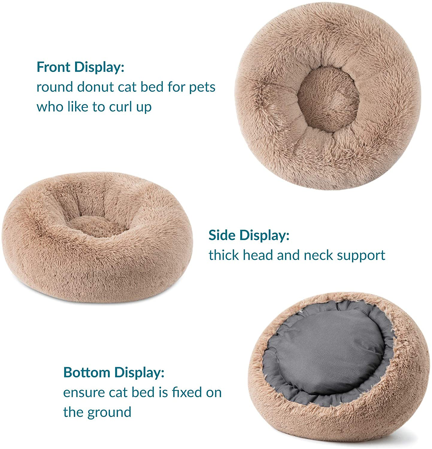 Bedsure Calming Dog Beds for Small Medium Large Dogs - round Donut Washable Dog Bed, Anti-Slip Faux Fur Fluffy Donut Cuddler Anxiety Cat Bed, Fits up to 15-100 Lbs Animals & Pet Supplies > Pet Supplies > Dog Supplies > Dog Beds Bedsure Comfy Pet   