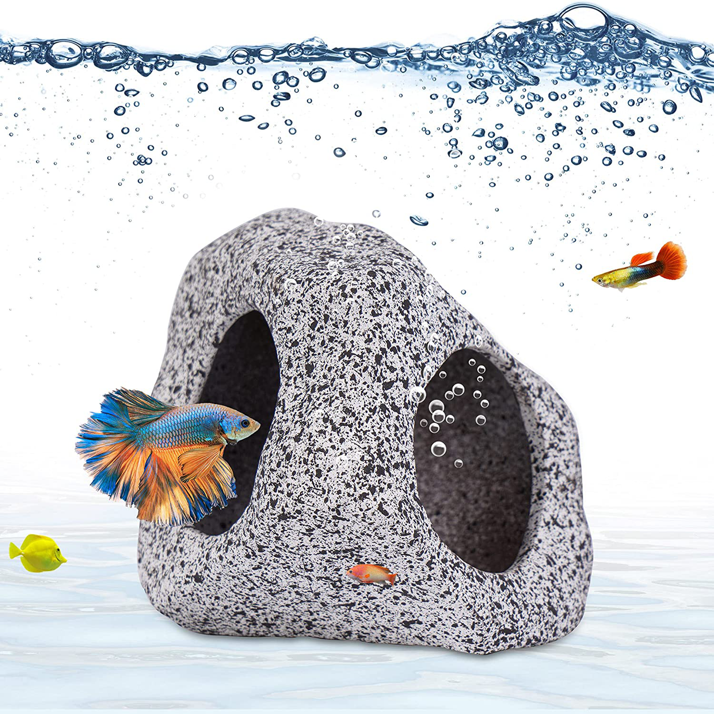 5 Pack Stackable Aquarium Decoration Rock Caves- Ceramic Fish Tank Hideout  Cave Stone Ornaments in 5 Styles Professional Betta Cave Hideaway Tunnel
