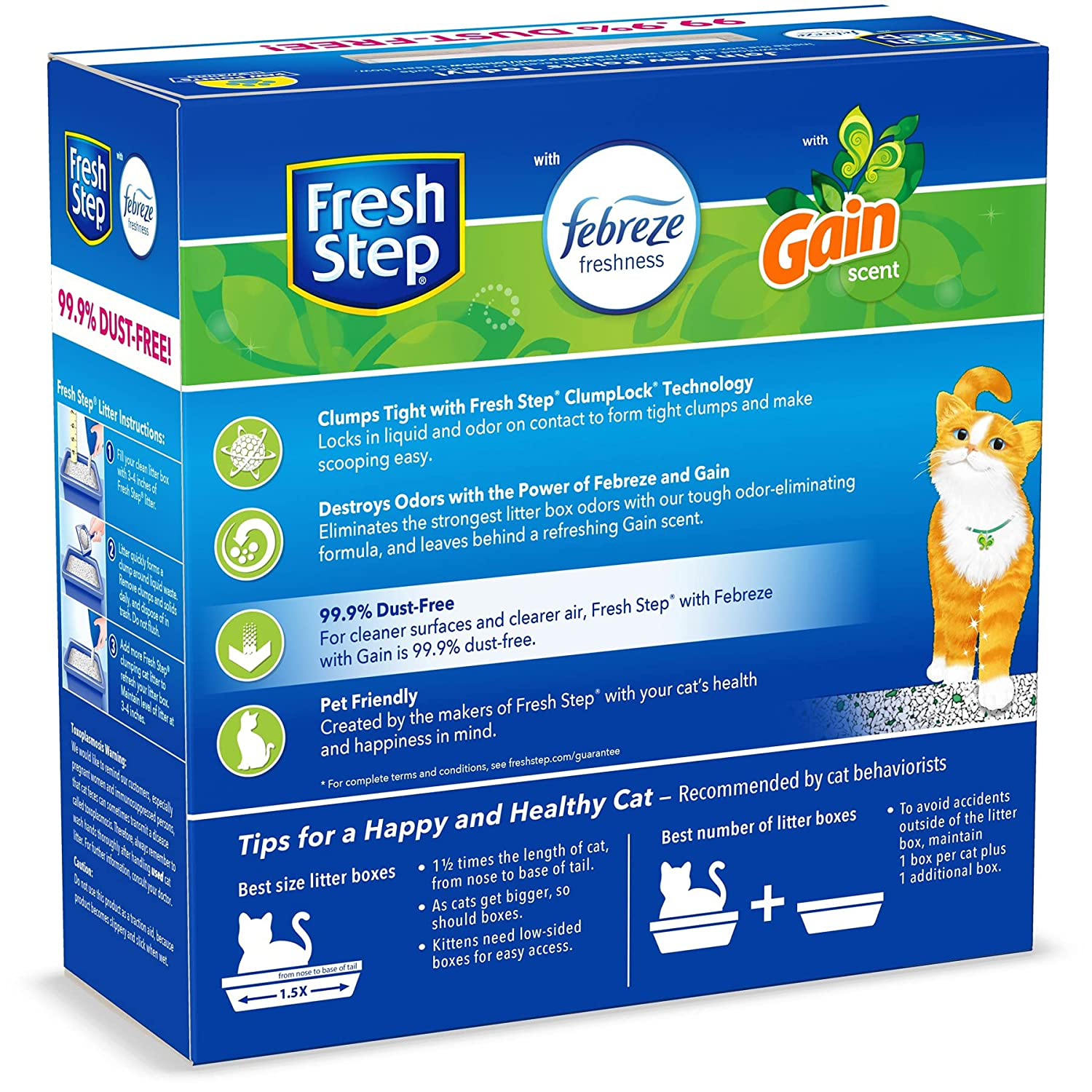 Fresh Step Cat Litter, Clumping Cat Litter with the Power of Febreze with Refreshing Scent 14 Lbs (Package May Vary) Gain, 224 Oz