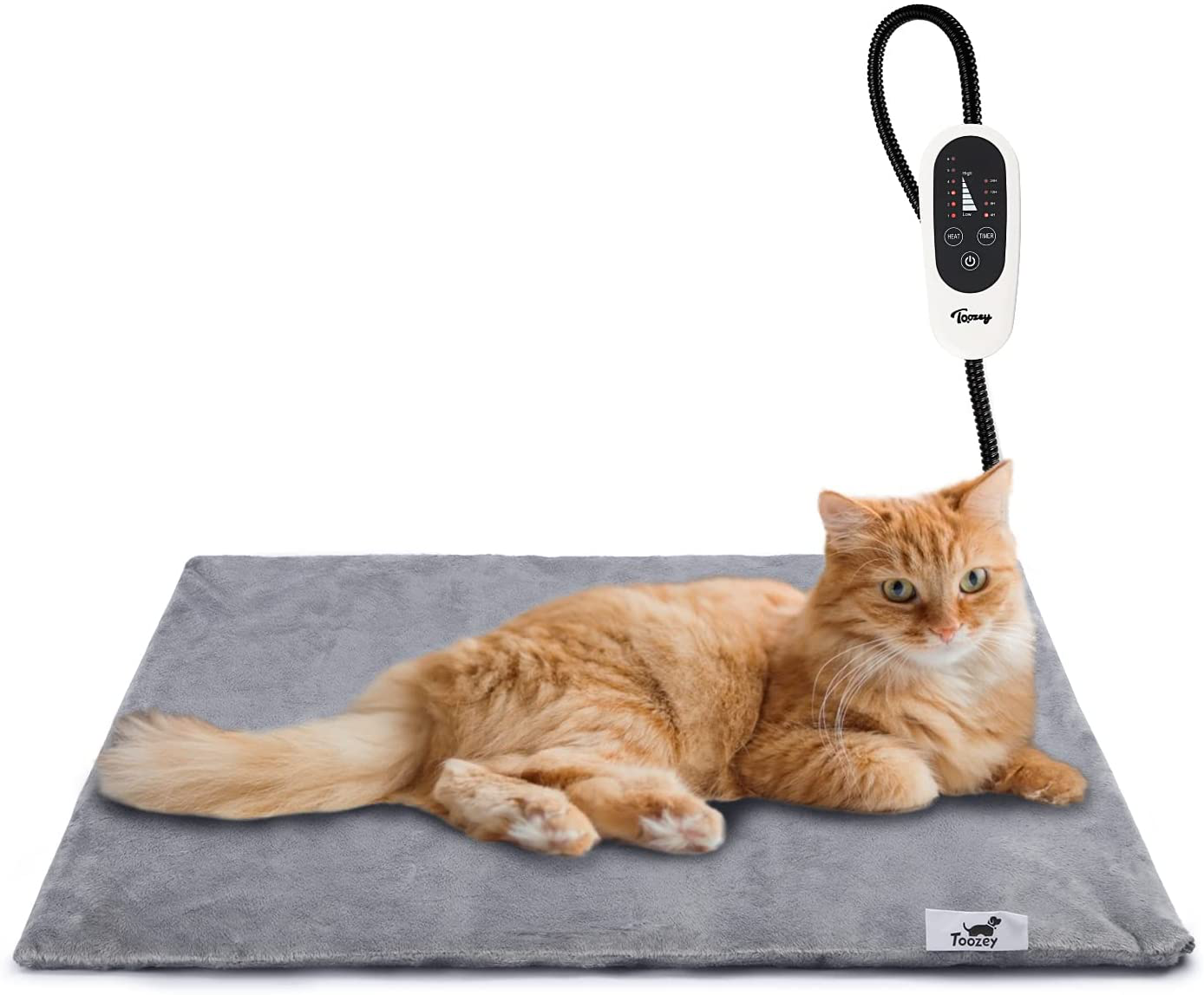 Toozey Pet Heating Pad, Temperature Adjustable Dog Cat Heating Pad with Timer, Waterproof Pet Heating Pads for Cats Dogs with Chew Resistant Cord, Electric Pads for Dogs Cats, Pet Heated Mat Animals & Pet Supplies > Pet Supplies > Cat Supplies > Cat Beds Toozey Grey S: 18" x 16" 