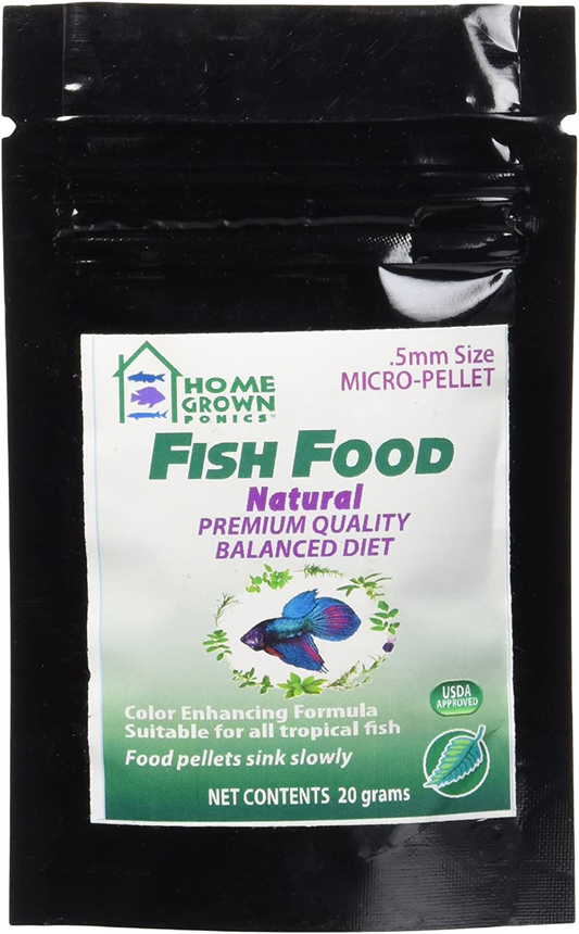 HOME GROWN PONICS Fish Food # 96050 Natural .5Mm -20 Gram Bag