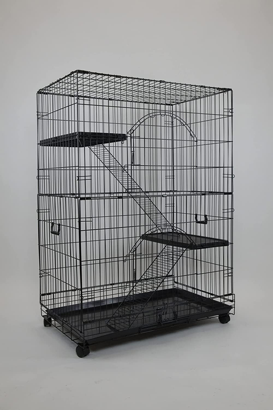 HOMEY PET INC 30" and 36" Folding Wire Cat Ferret Habitat Crate with Casters,Tray and Hammock，Collapsible Large Cat Home Indoor on Wheels Animals & Pet Supplies > Pet Supplies > Small Animal Supplies > Small Animal Habitat Accessories HOMEY PET INC 36"  