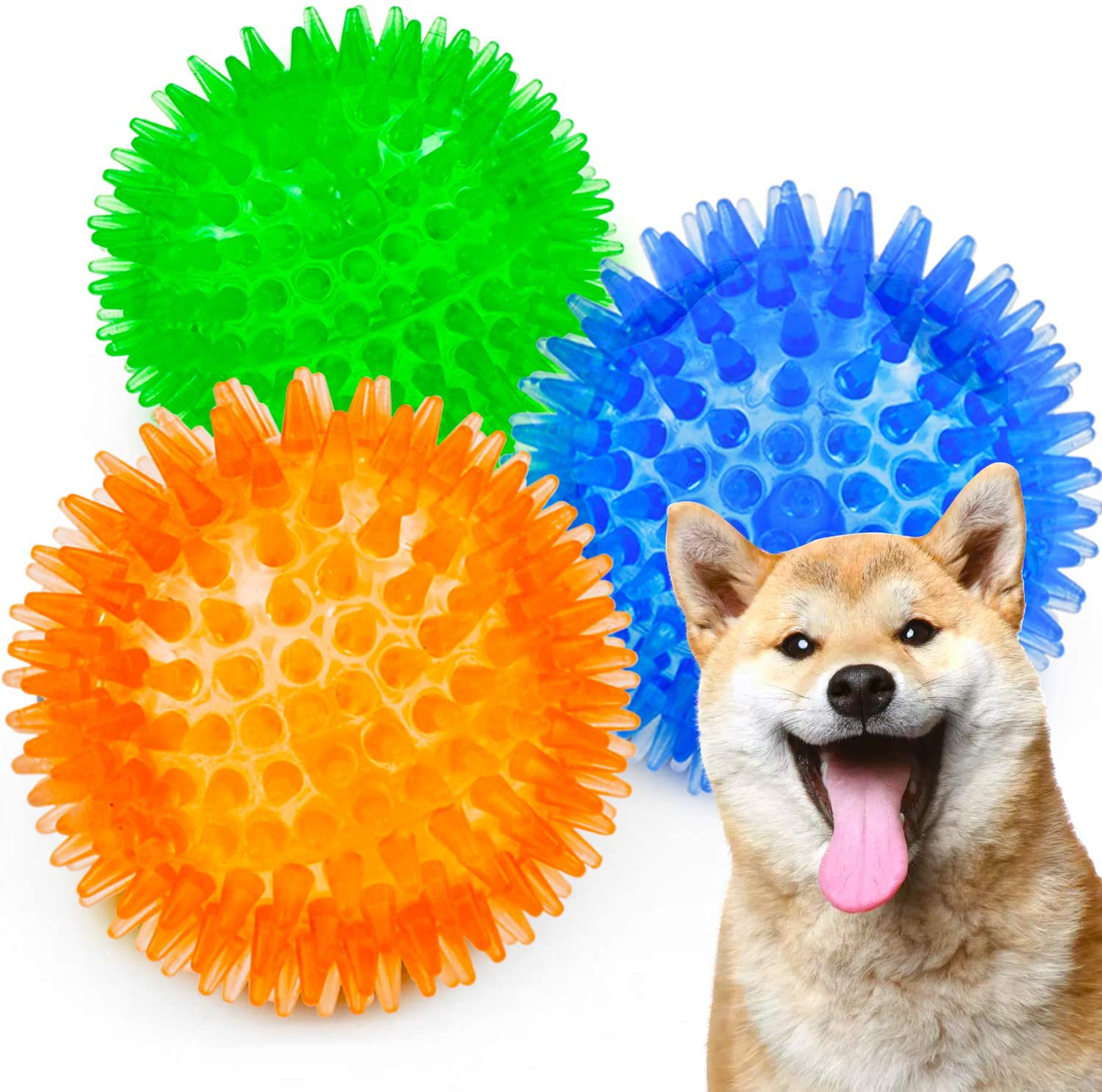 SHARLOVY Squeaky Balls for Dogs Small, Fetch Balls for Dogs Rubber 6 Pack Bright Colors TPR Puppy Toys Dog Toy Balls Dog Squeaky Toys Spike Ball Dog Chew Toys for Small Animals & Pet Supplies > Pet Supplies > Dog Supplies > Dog Toys SHARLOVY multi set of 3 