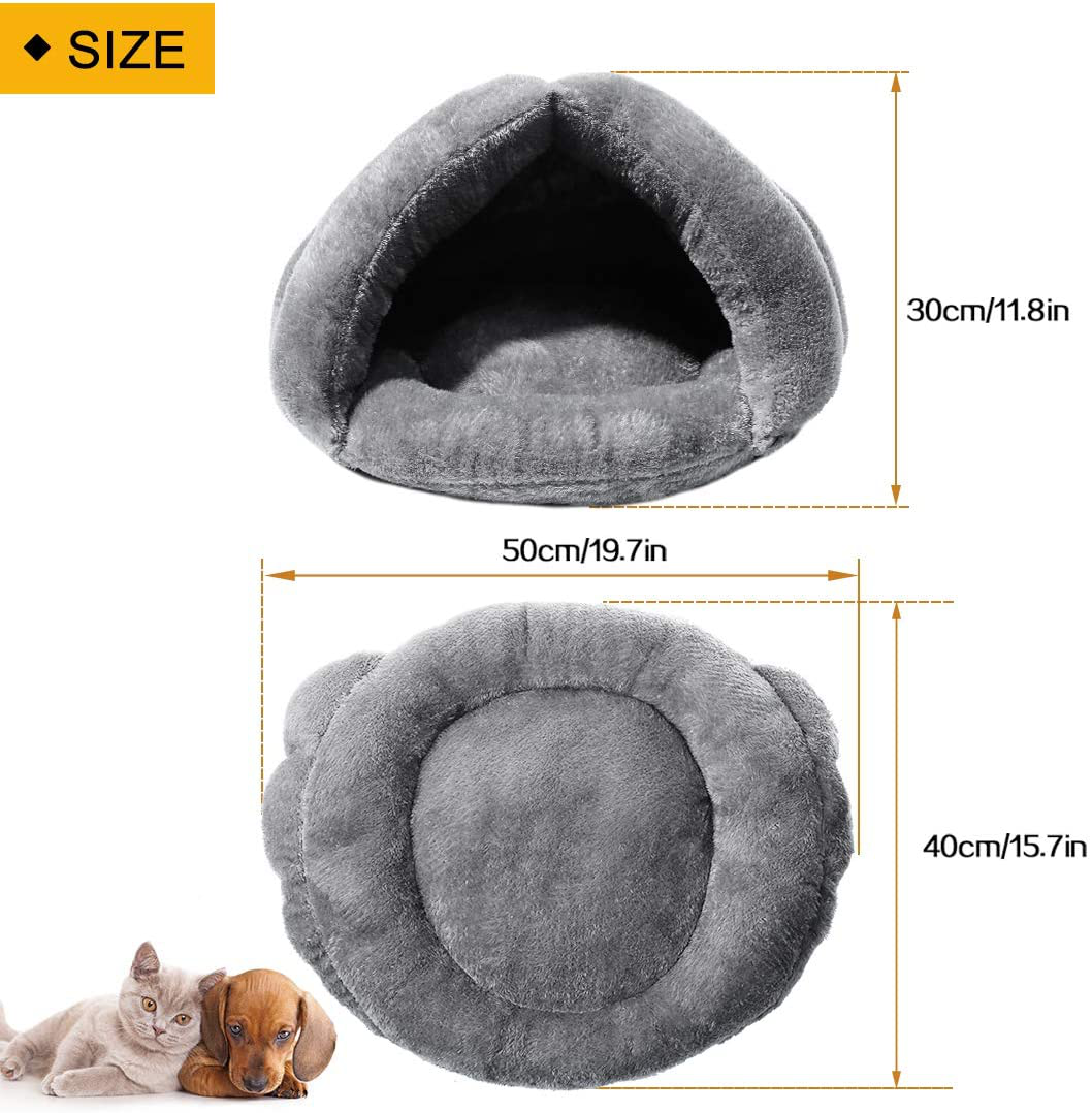 Mojonnie Soft Warm Cat Bed for Winter Cat Tent Self-Warming Sleeping Bed for Cats Fleece Pet Cave Bed for Winter Pets Puppy Indoor Pet Triangle Nest