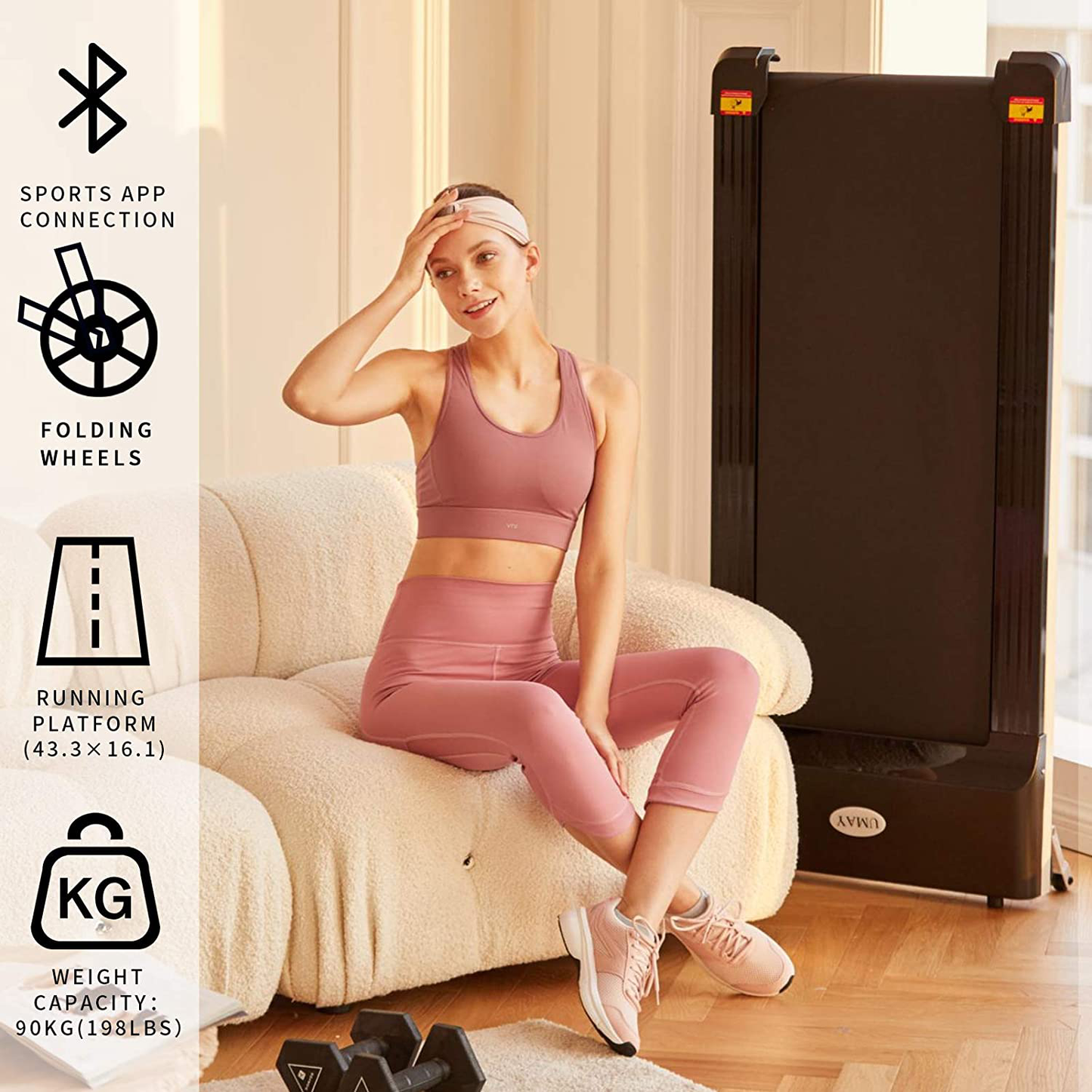UMAY Portable Treadmill with Foldable Wheels, under Desk Walking Pad Flat Slim Treadmill, Sports App, Installation-Free, Remote Control, Jogging Running Machine for Home/Office Animals & Pet Supplies > Pet Supplies > Dog Supplies > Dog Treadmills UMAY   