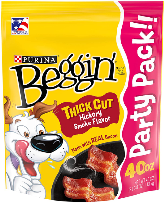 PURINA Beggin' Strips Thick Cut Hickory Smoke Dog Treats Made in USA Facilities Adult Dog Training Treats Animals & Pet Supplies > Pet Supplies > Dog Supplies > Dog Treats Nestle Purina Pet Thick Cut Hickory 40 oz. Pouch 