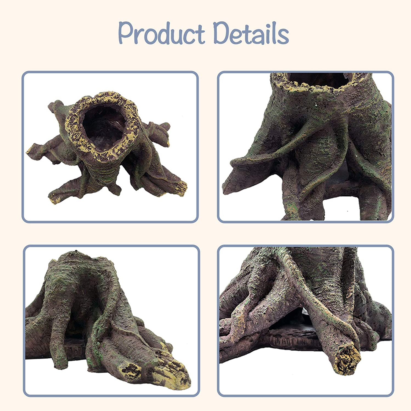 PINVNBY Resin Hollow Tree Stump Decorations Reptile Tree Trunk Habitat Lizard Hideouts Cave Bendable Jungle Vines Ornament Aquarium Accessories for Chameleon,Snake,Gecko and Hermit Crabs Animals & Pet Supplies > Pet Supplies > Fish Supplies > Aquarium Decor PINVNBY   