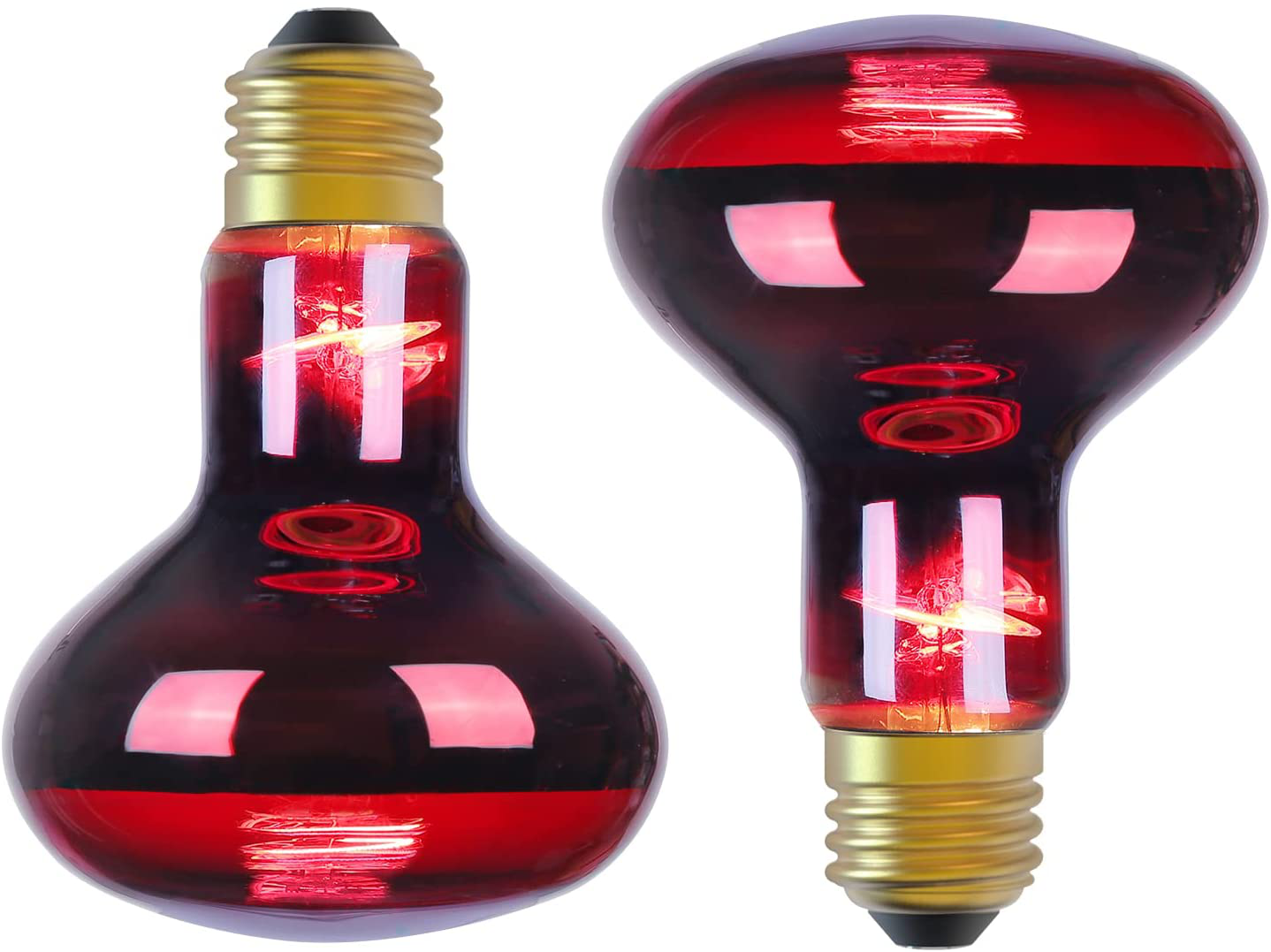 Infrared Heat Lamp Basking Spot Light Bulb，Ledesign 75 Watt White Heat Lamp Bulbs for Reptiles and Amphibian Use, 2 Packs (White)