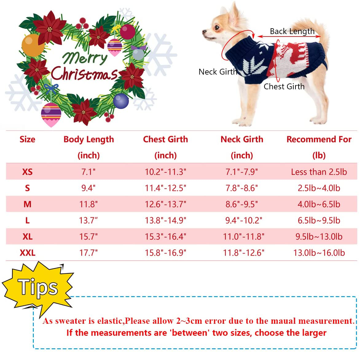 Vehomy Pet Puppy Christmas Sweater Cat Winter Knitwear Xmas Clothes Navy Blue Sweater with Reindeers Snowflakes Pattern Dog Warm Argyle Sweater Coat for Kittens Small Dogs Cats Animals & Pet Supplies > Pet Supplies > Dog Supplies > Dog Apparel Vehomy   