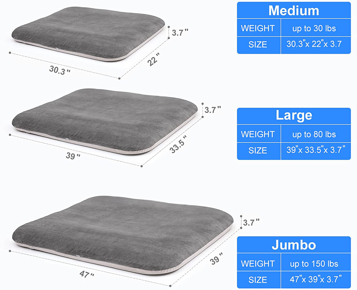 Magic Dog Super Soft Large Dog Bed Orthopedic Foam Pet Beds for Medium, Large, and Jumbo Dogs, Washable Dog Sleeping Mattress with Removable Cover and anti Slip Bottom, Multiple Colors