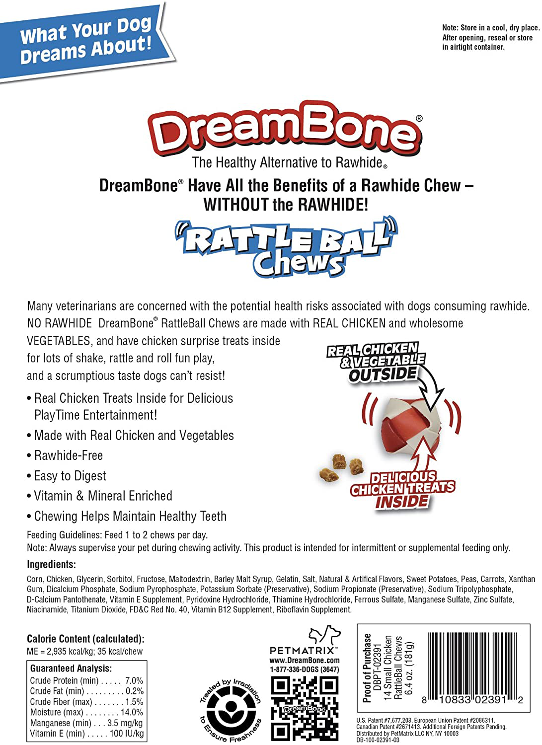 Dreambone Rattleball Small Chews 14 Count, Rawhide-Free Chews for Dogs, with Real Chicken Treats Inside Animals & Pet Supplies > Pet Supplies > Dog Supplies > Dog Treats DreamBone   