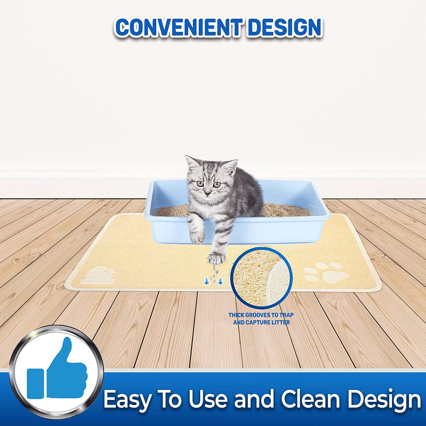 Pet Magasin Cat Litter Mat (2-Mat Set) - Soft and Durable Pet Litter Mats for Cats, Dogs, and Puppies - One Big (24.5'' X 16.5'') and One Small (15.5'' X 12.5) Animals & Pet Supplies > Pet Supplies > Cat Supplies > Cat Litter Box Mats Pet Magasin   