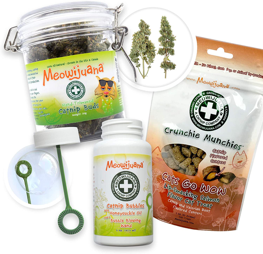 Meowijuana | Crunchie Munchie Bundles | Organic Catnip Center | Grown in the USA | Promotes Cat Health | High Potency Cat Treats | Feline and Cat Lover Approved Animals & Pet Supplies > Pet Supplies > Cat Supplies > Cat Treats Meowijuana Catatonic Bundle  