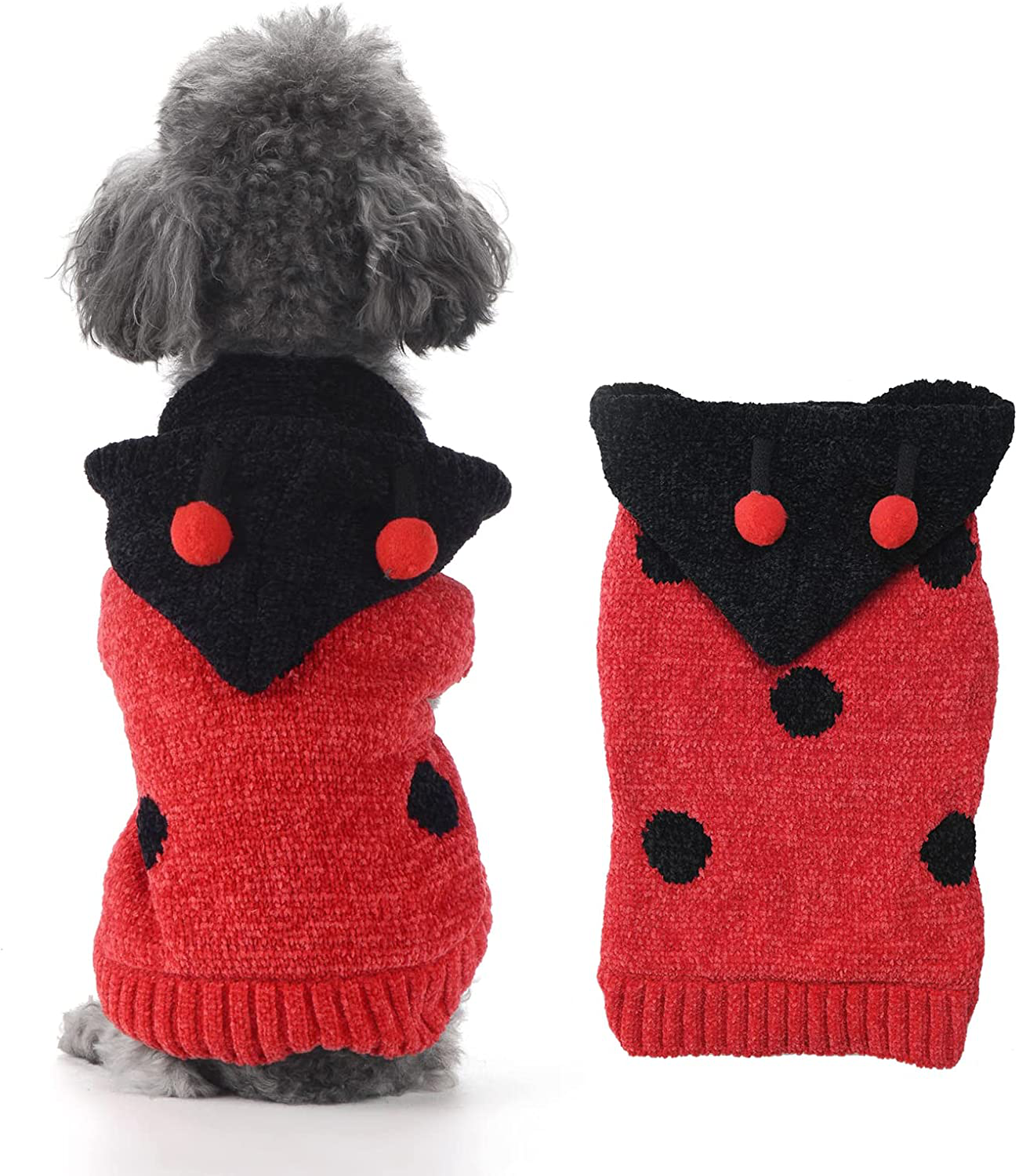 TENGZHI Dog Sweater Xsmall Pet Costume Soft Thick Knit Puppy Sweater Vest Dachshund Clothes Cat Apparel for Small Medium and Large Dogs Cats Animals & Pet Supplies > Pet Supplies > Cat Supplies > Cat Apparel TENGZHI Red Ladybug Large 