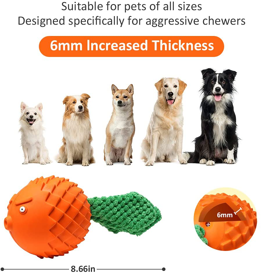 Clemas Almost Indestructible Dog Toys for Aggressive Chewers Large Breed, Squeaky Dog Toys,Tough Rubber Dog Toys for Medium Dogs Indestructible Puppy Chew Toys Large Breed Non Toxic Animals & Pet Supplies > Pet Supplies > Dog Supplies > Dog Toys Clemas   